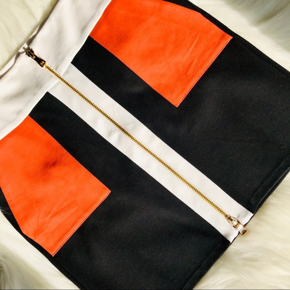 INC Colorblock Gold Zipper Front Detail Mini-skirt - Picture 7 of 7